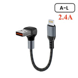 Crouch 90 Degree Short Cable USB Type C To Type C 6A 66W Fast Charge 25CM 50CM Power Bank USB C Cable For iphone Huawei Xiaomi