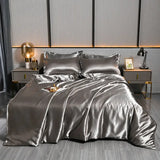 Luxury 100% Silk Bedding Set with Duvet Cover Set Double King Queen Size Bedding Cover Kit 4pcs Bed Cover Bed Linen Sets