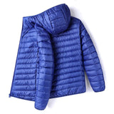 Men Solid Color Hooded Puffer Coat, Winter Lightweight Casual Outdoor Sports Warm Jacket for Male