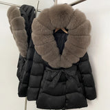 Natural Fur Collar Down Jacket Women Winter 2026 High Quality Duck Down Puffer Parka Windproof Warm Down Coat Outerwear New
