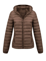 Women's Fashion Winter Padded Coat - Minimalist Hooded Puffer Jacket with Pockets for Fall/Winter