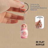 Kawaii Matryoshka Dolls Keychains 2D Acrylic Pendants Festive Decor Holiday Ornament Fun Party Favors Backpack Accessories Gifts