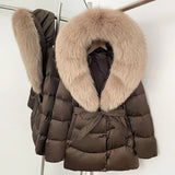 Natural Fur Collar Down Jacket Women Winter 2026 High Quality Duck Down Puffer Parka Windproof Warm Down Coat Outerwear New