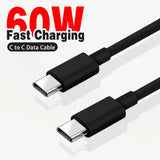 PD 60W USB C to USB Type C Cable Fast Charge Data Cable For Iphone 15 15Pro Huawei Samsung Xiaomi Data Line Black White 1M 2M 3M
