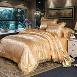Luxury Jacquard Bedding Set Tencel Modal Duvet Cover 4PCS with Lace Satin Bed Sheet Pillowcases King and Queen Size Home Textile