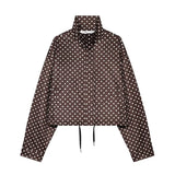 MUJER Polka Dot Bomber Jackets for Women Oversized Cropped Jacket Woman Long Sleeve Women's Jacket Fashion Winter Coat Female