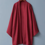 Men's Solid Color Long Sleeve Cardigan Long Kimono Shirt Asian Traditional Wear Yukata Haori Jacket Coat 6 Color Japanese Kimono