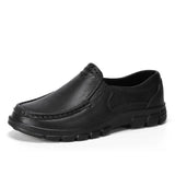 Chef shoes four season new anti slip oil resistant plus size business casual men's work leather shoes fashion comfort soft soled