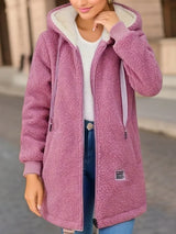 Women's Hooded Top  Winter Coat Thickened Fleece-lined Sweatshirt Cardigan Winter Trendy New Style Lamb Wool Jacket Ladies