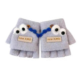 Cartoon Autumn Winter Gloves Cold Proof Windproof Baby Children Half Finger Flap Gloves Thickened Hand Warmer