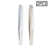 Stainless Steel Eyebrow Clips for Precision Beard and Mustache Trimming Gentle on Light Beige Round Head Tweezers