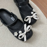 Elegant Polka Dot Bowknot DIY Shoes Charms Set 2026 New Luxury Faux Pearl Ballet Clogs Accessories Woman's Shoes Decorations
