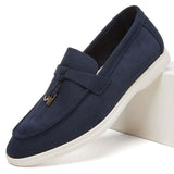 Desai Men's Faux Suede Loafers Metal Buckle Tassel Slip-on Casual Driving Shoes Lightweight Comfort