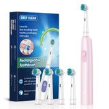 Electric Rotating Toothbrush Deep Clean Whitening Teeth for Adult Rechargeable Toothbrush with 4/8pcs Replacement Heads