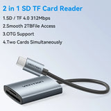Vention SD 4.0 Card Reader 312Mbps USB 3.0 Type C to SD Micro TF OTG Memory Card Adapter for iPhone 17 MacBook Laptop PC Samsung