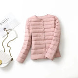 New Female Light Down Coat Women Liner Duck Down Jacket O-neck Variable V-neck 2024 Fall Collarless Light Quilted Puffer Coat
