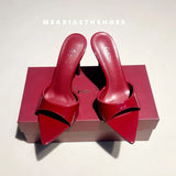 12/10cm pointed Open Toe High Heel Shoes Woman Summer OutsideSlipper Party Stiletto Luxury Designer Patent Leather Women Sandals