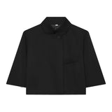 Women's Cropped Short Blazer New 2026 Spring Summer High-Neck Short Sleeve Button Simple Solid Women Coat Female Chic Tops