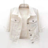 Women Denim Jacket Spring Autumn Short Coat Pink Jean Jackets Casual Tops Purple Yellow Purple Blue Loose Tops Lady Outerwear