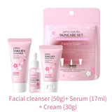 Sakura skin care sets with cleanser, serum, eye cream, facial cream, beauty products for women, travel skin care kit