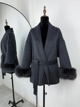 TARUXY Fox Fur Woolen Coats Women's Short Coat Office Lady Removable Elegant Double-sided Wool Overcoat 2025 New Cardigan Jacket