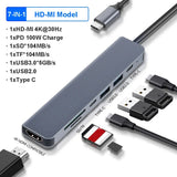 USB C Docking Station PD 100W USB C HUB Type C to HDMI-Compatible Adapter 4K 30Hz VGA RJ45 USB 3.0 HUB USB Splitter for MacBook