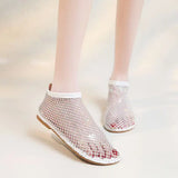 Luxury brand Women's New Round Toe Flat Bottom Slippers Hollow Short Boots Water Diamond Sexy Flat Bottom Banquet  Sandals