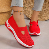 Women's shoes, casual sports shoes, solid color breathable sports soft-soled lightweight walking shoes, low-top knitted casual s