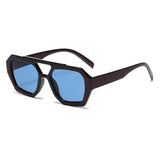 Hiking Women Fashion Polygonal Double Bridge Anti Light Glasses Luxury Minimalist Leopard Pattern Design Eyeglasses UV400