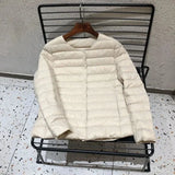 2024 New Autumn Winter Warm Ultra Light Weight Puffer Coats Down Jacket Women Slim Jacket Female Fashion White Duck Down Coat