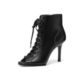 Genuine leather Customizable boots European Style Sexy Thin High Heel Jazz Dance Sandal for Women Open Toe Ladies Dancing Shoes