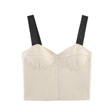 Summer minimalist style V-neck slim fit structured knit short sleeved knitted jacket with suspender short top and half skirt