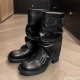 Autumn and Winter Fashion Retro Brown Western Cowboy Boots Women's Boots 2025 New Look Slim Thick and Stacked Short Boots