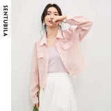 SENTUBILA Lyocell Shirt Women Sun Protection See-Through Tops 2026 Spring Summer Short Shirt Jacket Woman Shackets Q61WF6012