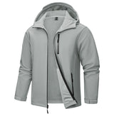 TACVASEN Hooded Softshell Jacket Mens Waterproof Rain Jacket Fleece Lined Work Jacket Outdoor Trekking Hiking Windbreaker Male
