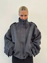 Fashion Oversize Lapel Suit Jacket Women Casual Single Button Pockets Female Coat 2025 Summer New Half Sleeve Jackets Streetwear
