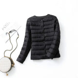 New Female Light Down Coat Women Liner Duck Down Jacket O-neck Variable V-neck 2024 Fall Collarless Light Quilted Puffer Coat