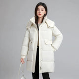 2025 New Women Warm Thicken Down Cotton Jacket Winter Women Long Cotton Coat Hooded Puffer Jacket Women Loose Plus Size Parkas