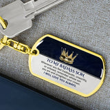 Keepsake for Son Grandson Daughter Granddaughter Keychain Gifts from Grandma Grandpa to My Badass Son Keyring