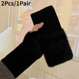 Women'S Luxury Plush Fleece-Lined Winter Gloves - Thick Warm Half-Finger Gloves with Elastic Cuffs Winter Gloves For Women
