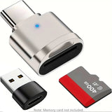 Type C TF Reader With Zinc Alloy Shell, SD Card Reader with USB C to USB Adapter, Suitable for Laptop, MacBook, Samsung Galaxy