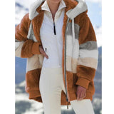 Oversized Jacket for Women Coat 2025 Autumn Winter Warm Plush Pocket Hooded Streetwear Loose Lady Zipper Cashmere Outerwear Coat