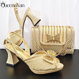 QueenaYan 2026 New Italian Pumps and Bag To Party  INS Style Open-Toe Rhinestone Elegant High Heels for Women Party