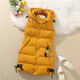 2023 New Autumn Women Vest Winter Puffer Parkas Coat Casual Pocket Hooded Waistcoat Female Sleeveless Jacket  Outerwear