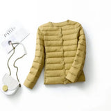 New Female Light Down Coat Women Liner Duck Down Jacket O-neck Variable V-neck 2024 Fall Collarless Light Quilted Puffer Coat