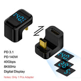 90 Degree USB C Adapter Right Angle U Shape Type C Adapter 40Gbps Data Transfer PD 140W USB4.0 8K 60Hz Video for Thunderbolt 3/4