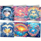 6-Piece/Set DIY Diamond Painting Kit Birthday Card Kit, Unique Flower Pattern Design, Rhinestone Diamond Painting Art Mosaic Pos