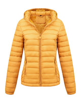 Women's Fashion Winter Padded Coat - Minimalist Hooded Puffer Jacket with Pockets for Fall/Winter