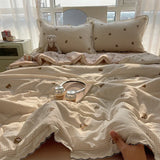 Summer Quilt Korean Style Duvet with Lace Single/Queen Size Comforter Flower Printed Quilted Blanket 여름이불 (No Pillowcase)