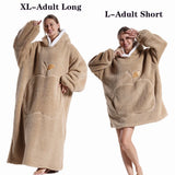 Women Plush Fleece Blanket Men Warm Thick Hoodies Adult Giant TV Blanlets with Sleeves Super Long Cold-proof Homewear Pajamas